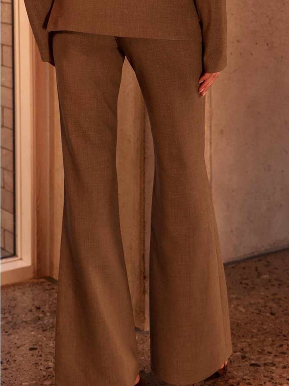 PLT Label Dark Sage Tailored Flared Leg Trousers - Picture 3 of 6